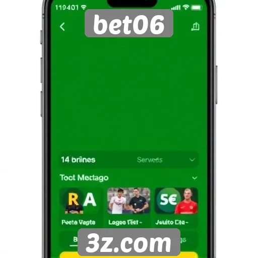 Experiência mobile do site bet06